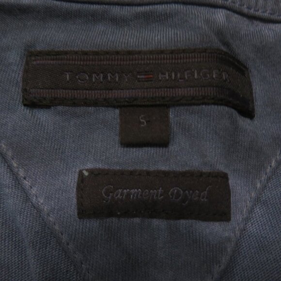 Tommy Hilfiger Garment Dyed Mens Small V-Neck Blue T-Shirt Tee - Picture 3 of 3